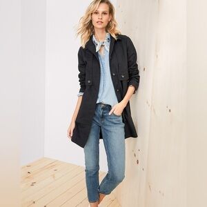 EUC - Garnet Hill Organic-Cotton Utility Trench Coat - Size 12